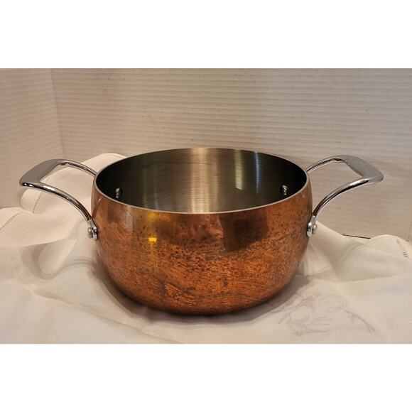 Il Mulino NY Copper & Stainless Steel 8" Pot with Dual Handles 4" Deep - Picture 1 of 9